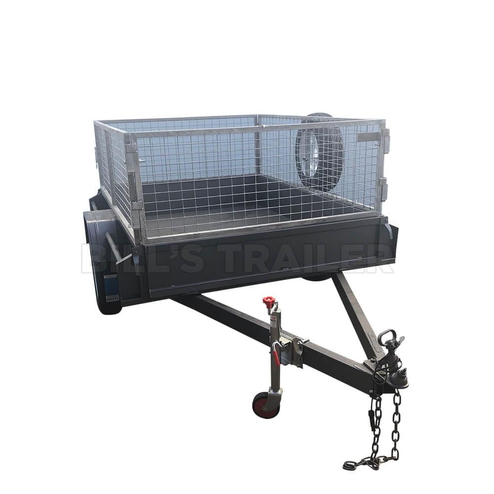 7x5 Heavy Duty Trailer With 3ft Galvanized Cage